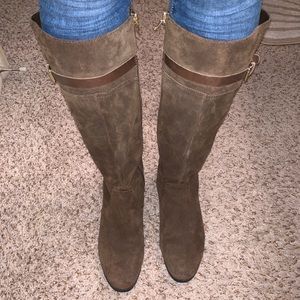 Tall Brown Suede Boots- Size 9.5